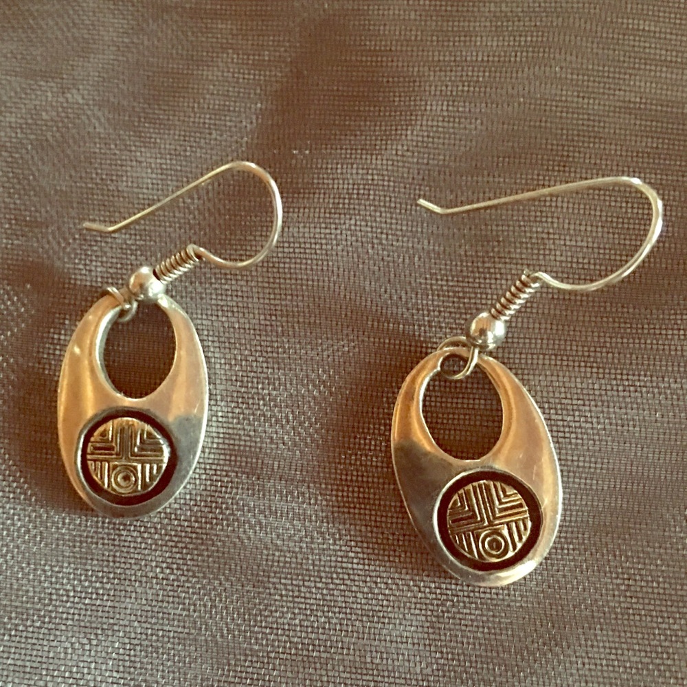Silver and yellow gold earrings